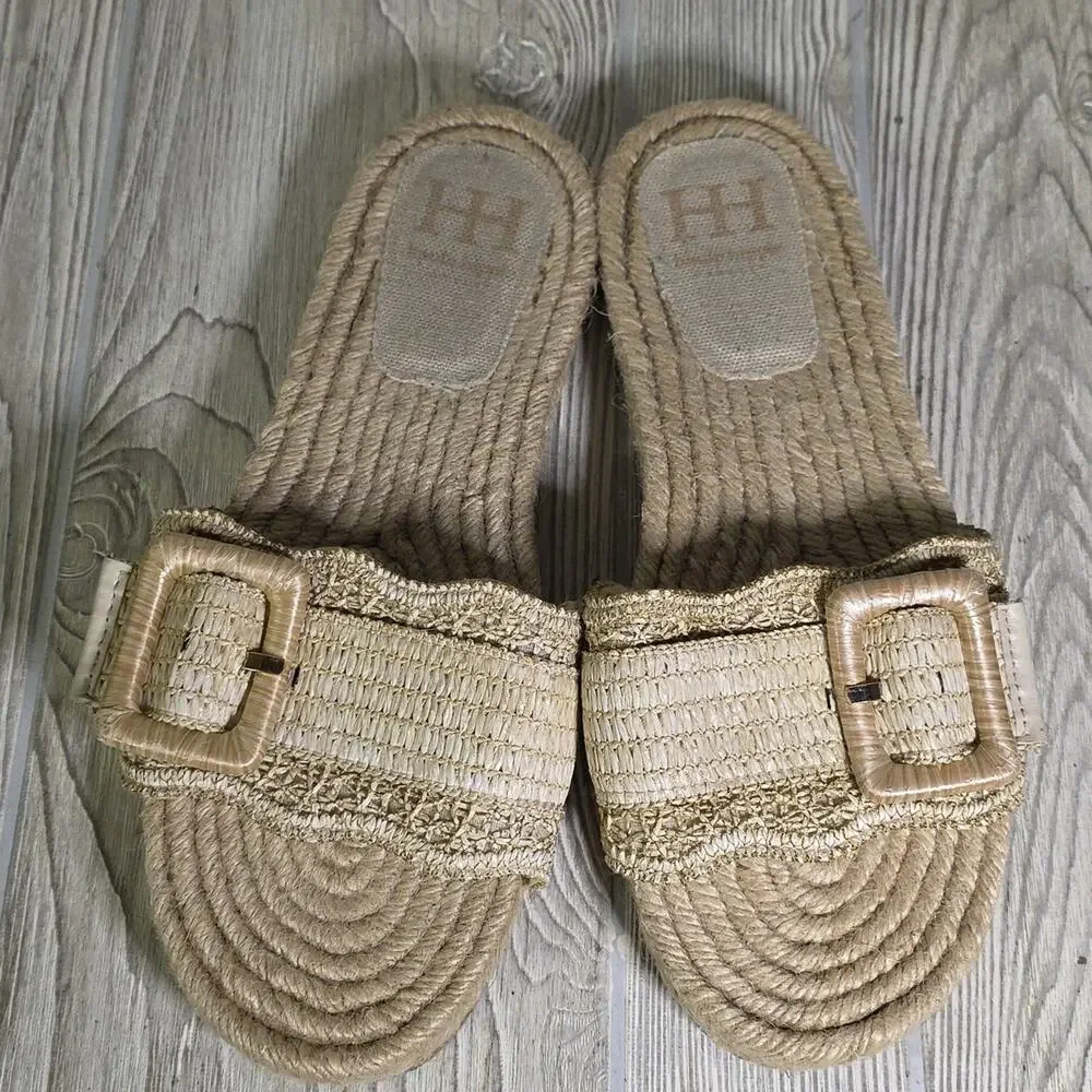 Haute Hippie Nyssa Raffia Slide Sandals Open Toe Womens Size 9.5